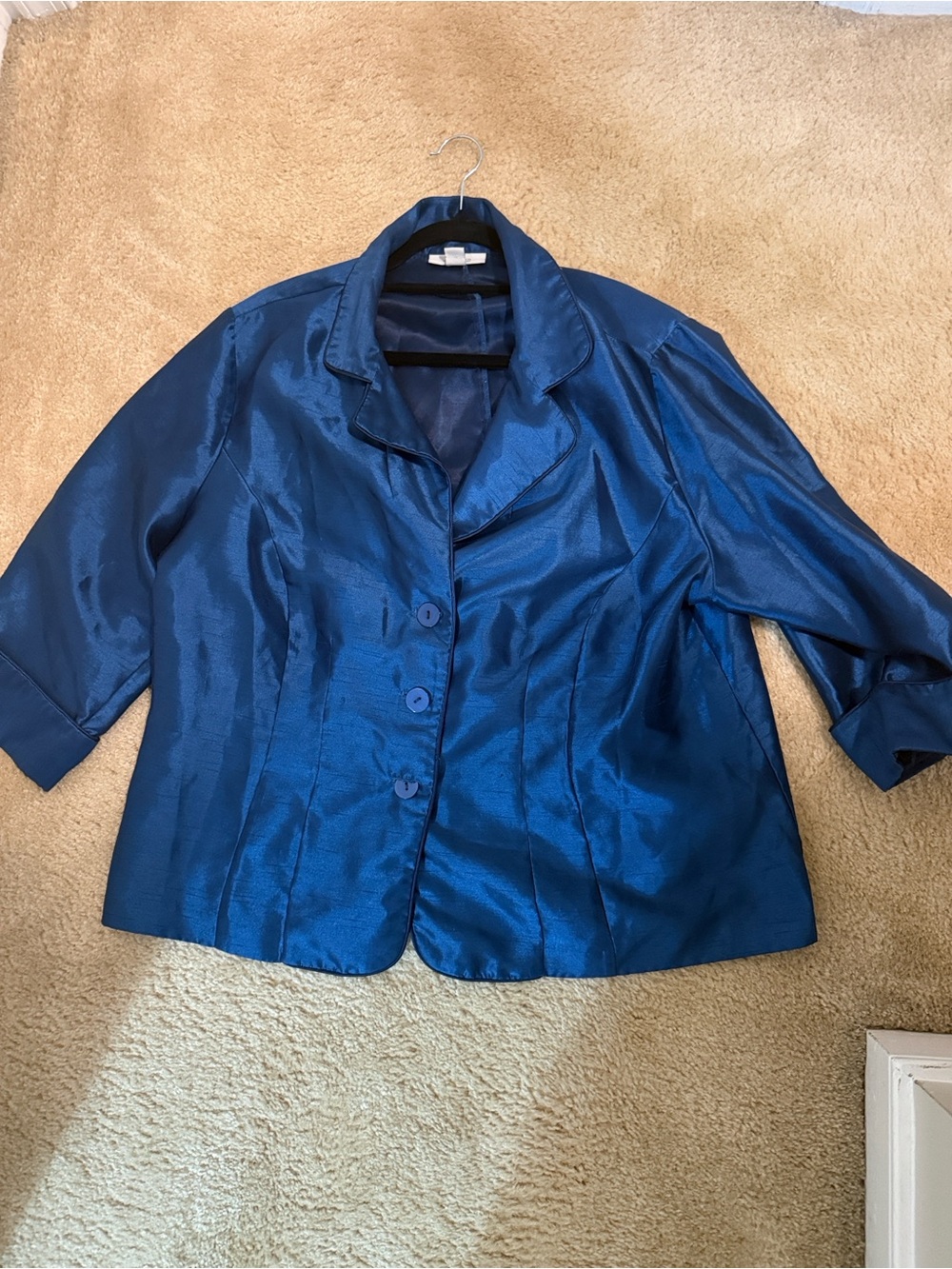 Dress Barn Shimmery Navy Blue Button-Front Blazer